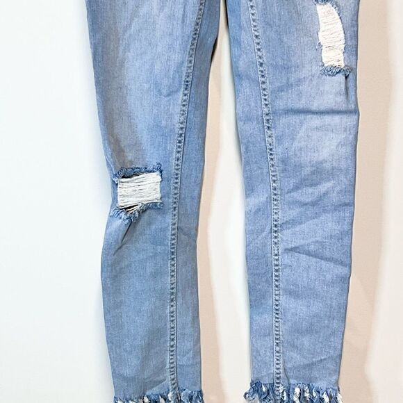 Free People Anthropologie Distressed Fringe High Waisted Ankle Jeans Sz 26 - Picture 3 of 8